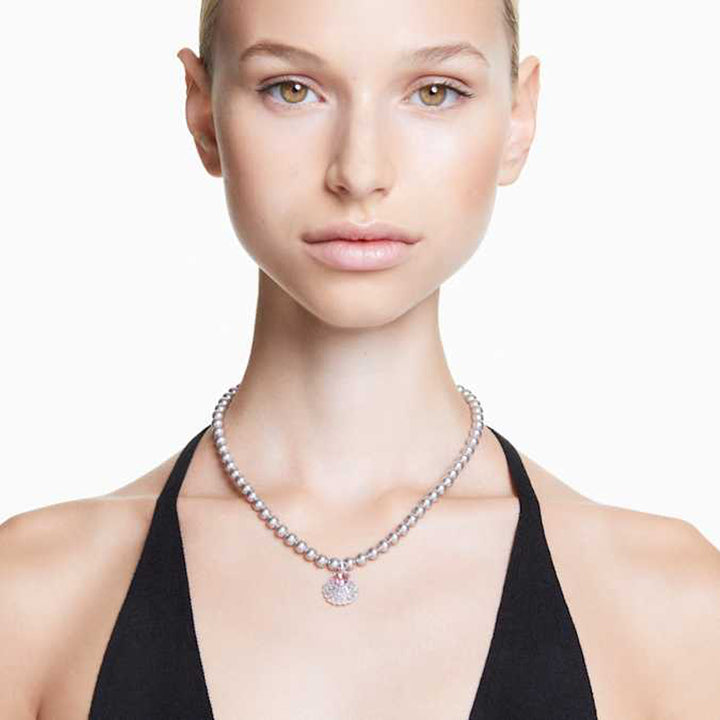 Radiant Pink Gemstone Beaded Pendant Necklace