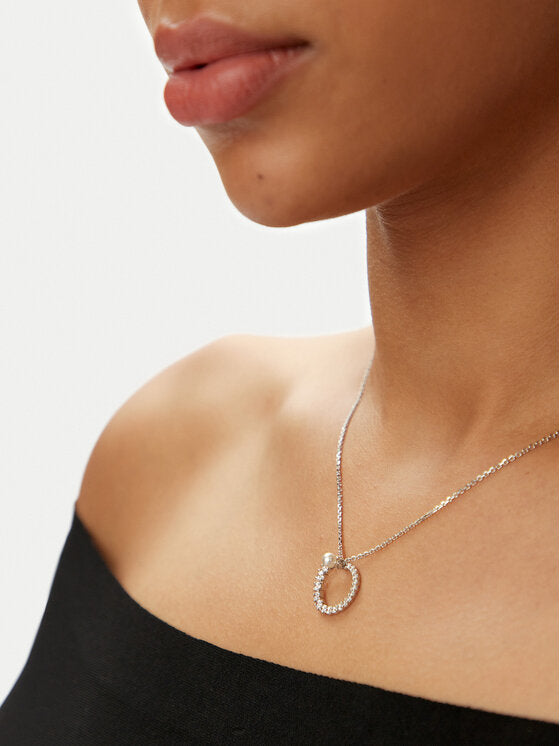 Radiant Pearl and Diamond Pendant Necklace