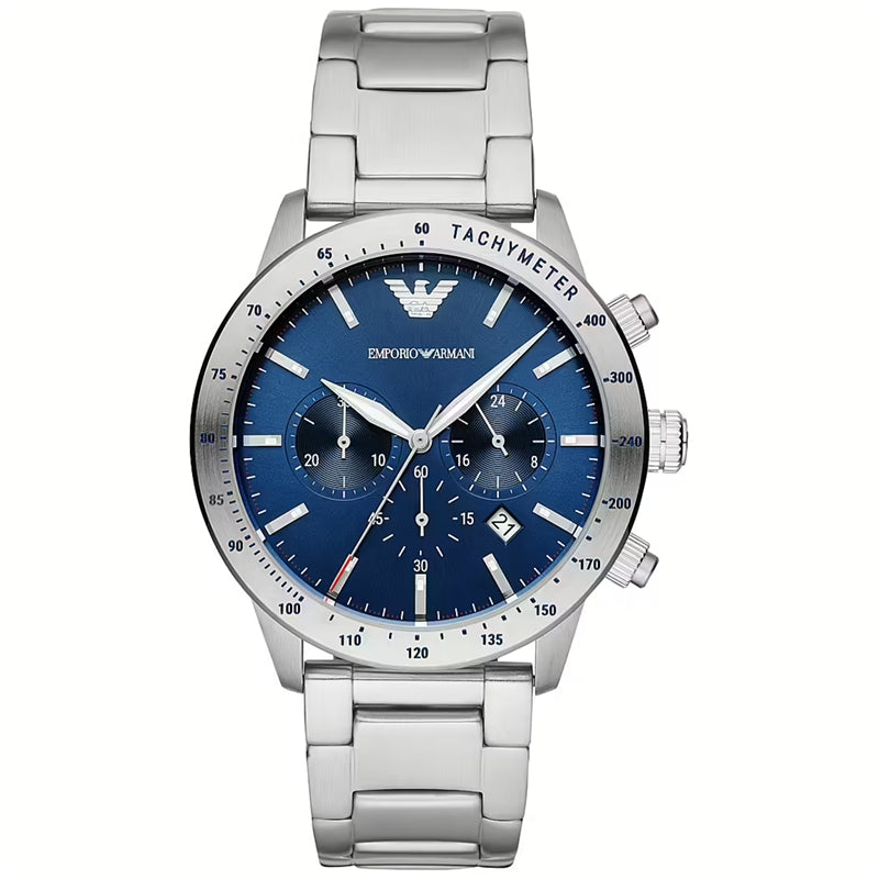 Classic Chronograph in Silver and Blue Elegance