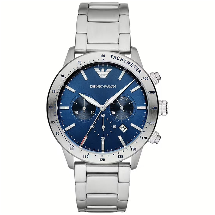 Classic Chronograph in Silver and Blue Elegance