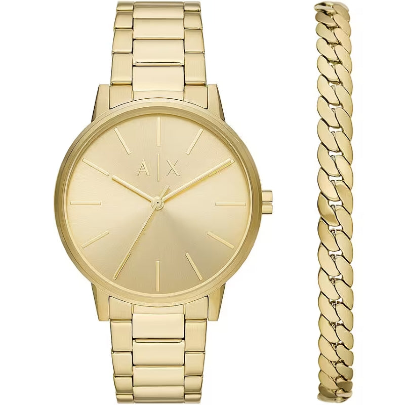 Armani Exchange Gold-Tone Analog Watch Set