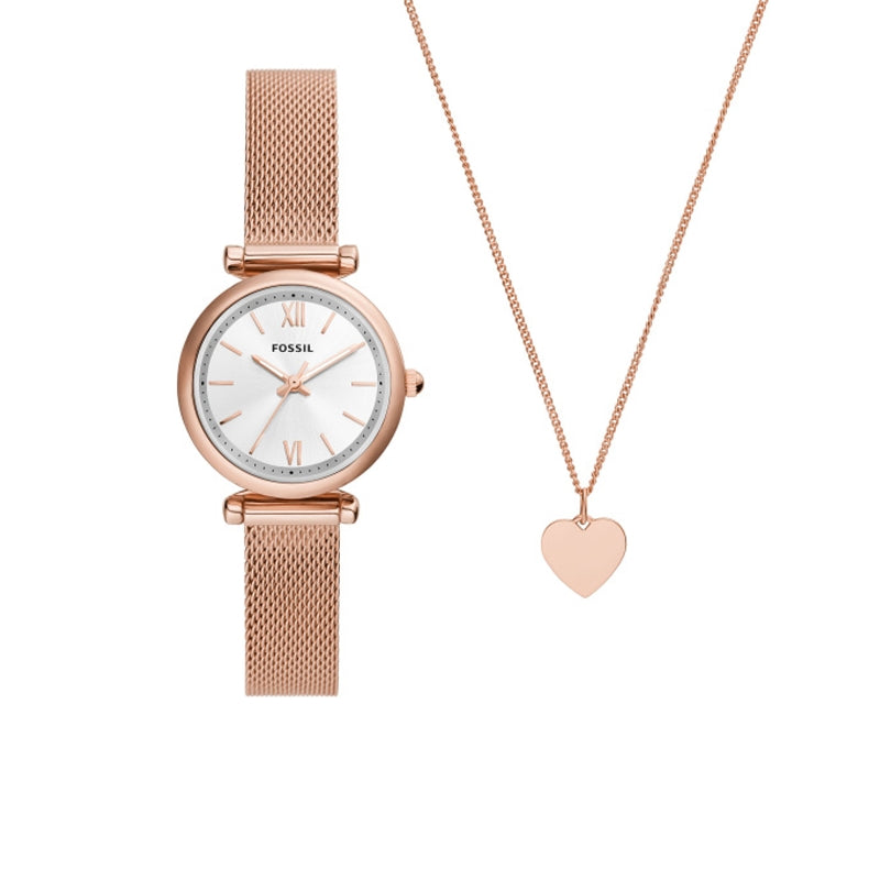 Fossil Rose Gold Mesh Watch Set
