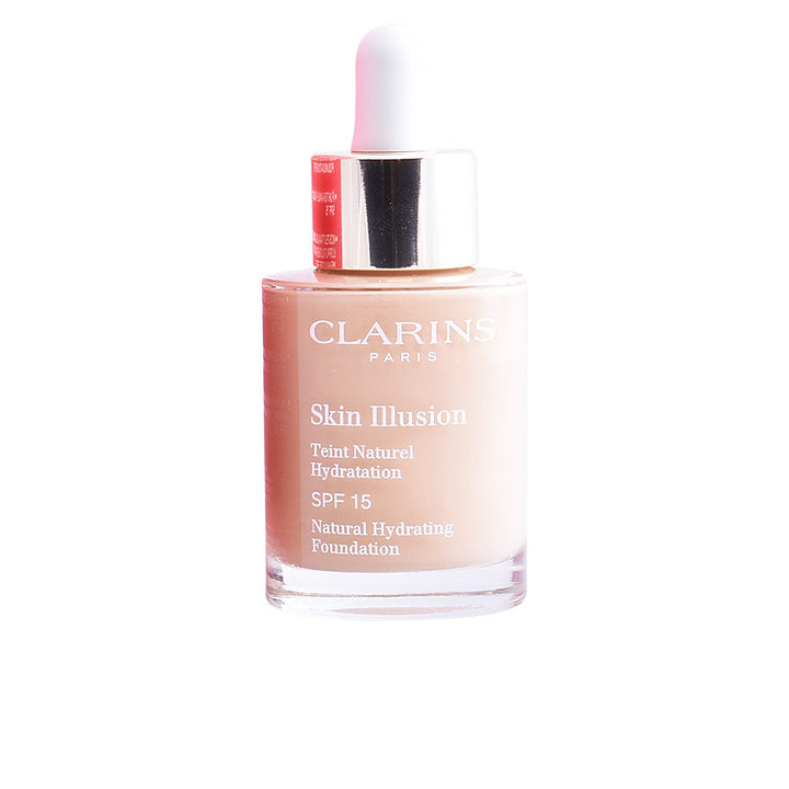 30 ml bottle of hydrating fluid foundation with serum-like texture, shade 107