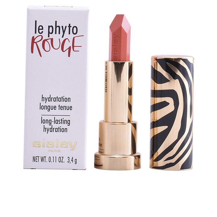 Tube of orange gel lipstick with zebra-motif magnetic case, 3.4 g, angled bullet