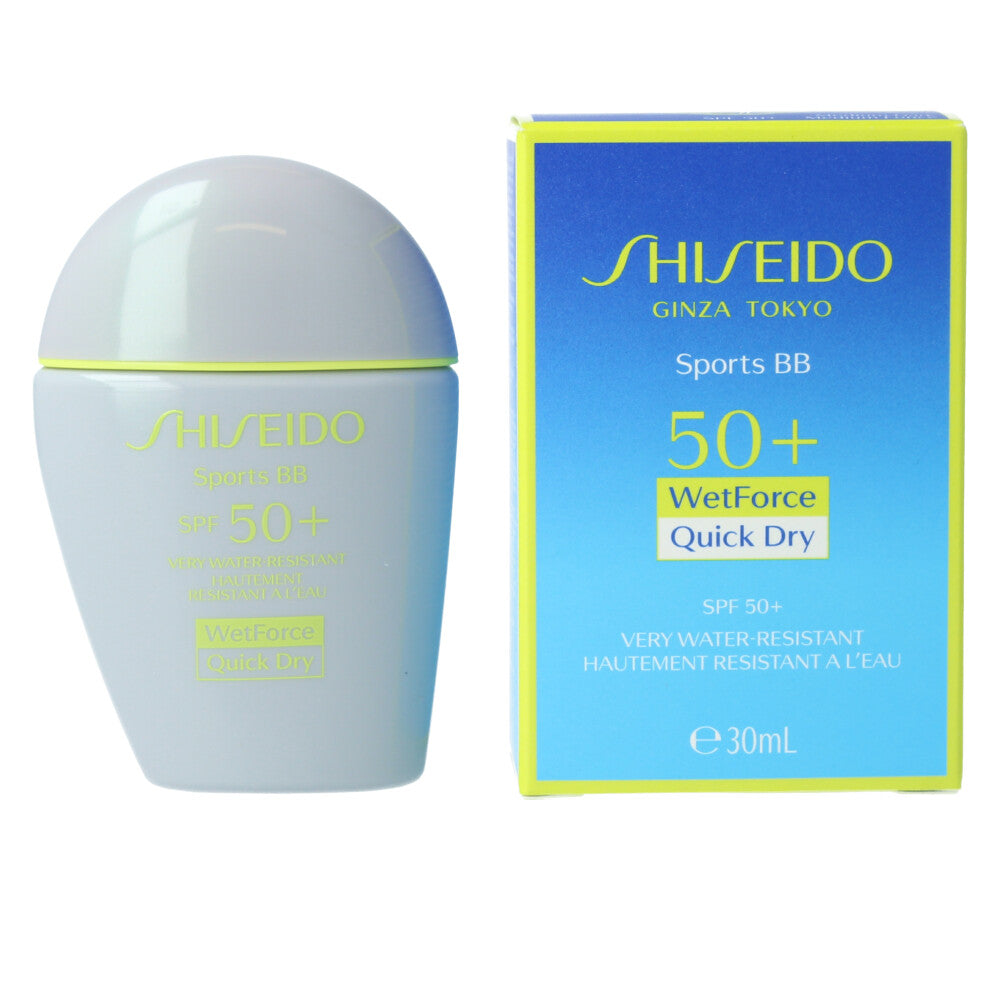 Tinted SPF50+ sports BB cream tube, medium shade, 30 ml, sweat‑resistant
