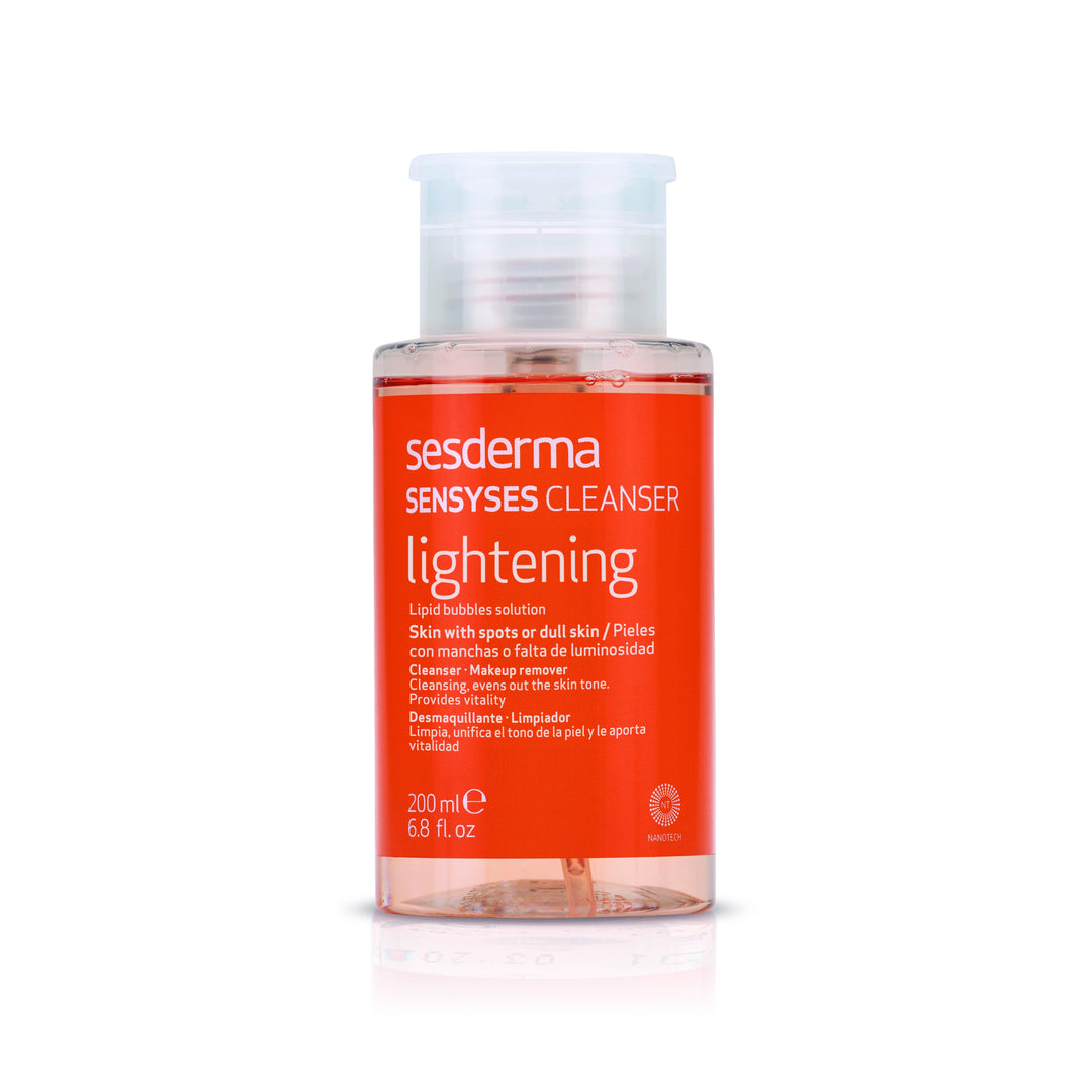 200 ml brightening facial cleanser bottle, white label, cleanser foam imagery