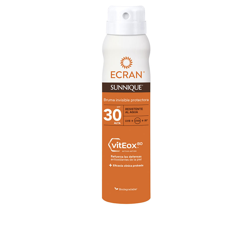 75 ml white spray bottle of SPF 30 sunscreen, water‑resistant, recyclable packaging
