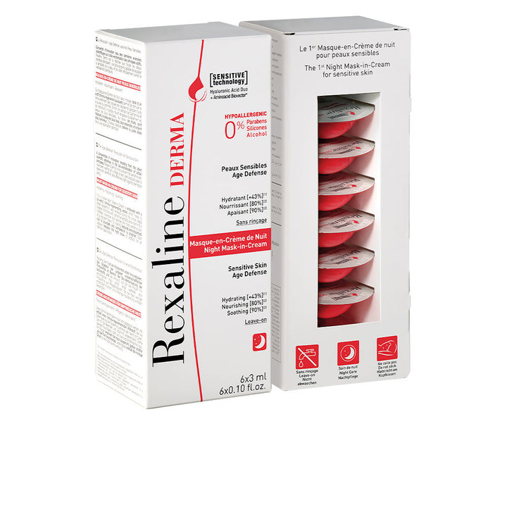Single-dose night cream capsules; lightweight chrono-regenerating mask for sensitive skin