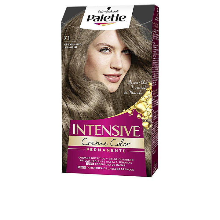 Tube of medium ash blonde cream hair colour, oil-enriched formula, 1 unit
