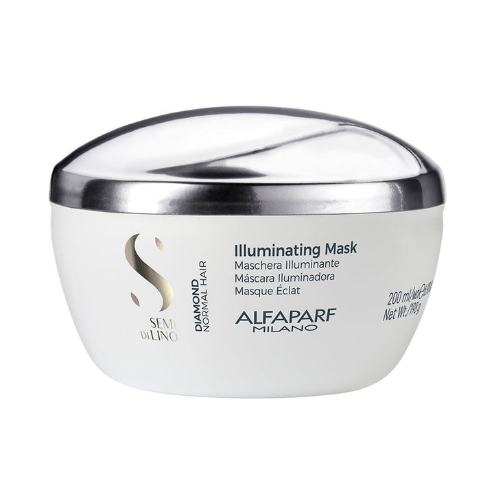 Tube of illuminating shea and linseed hair mask, 200 ml, lightweight glossy finish