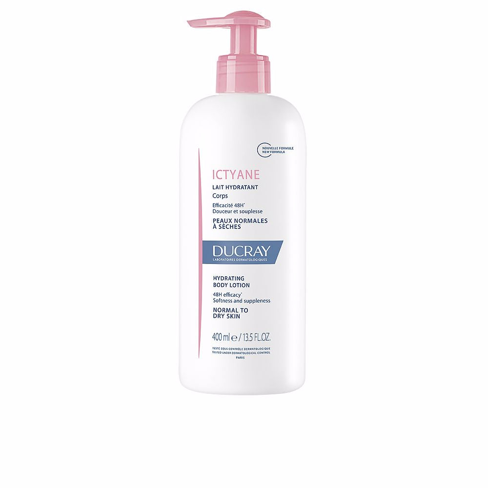 400 ml pale cream lotion bottle; safflower and coconut moisturising body milk