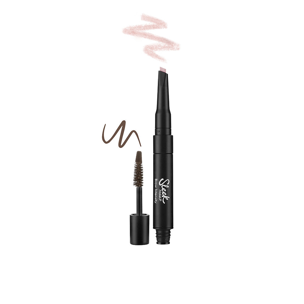 Dual-ended brow gel with spoolie, sponge tip and integrated highlighter, Medium shade, Unisex