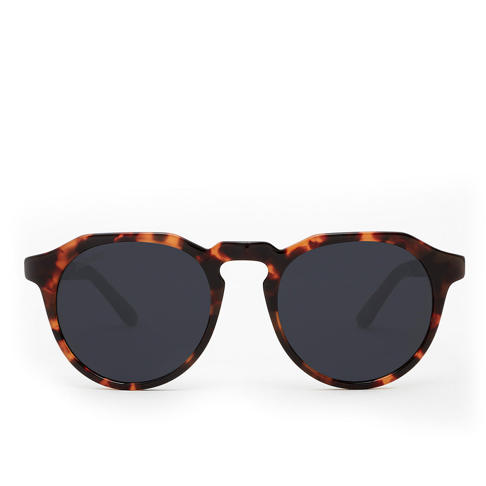Unisex round nylon sunglasses in Havana finish, 52 mm lenses, 20 mm bridge