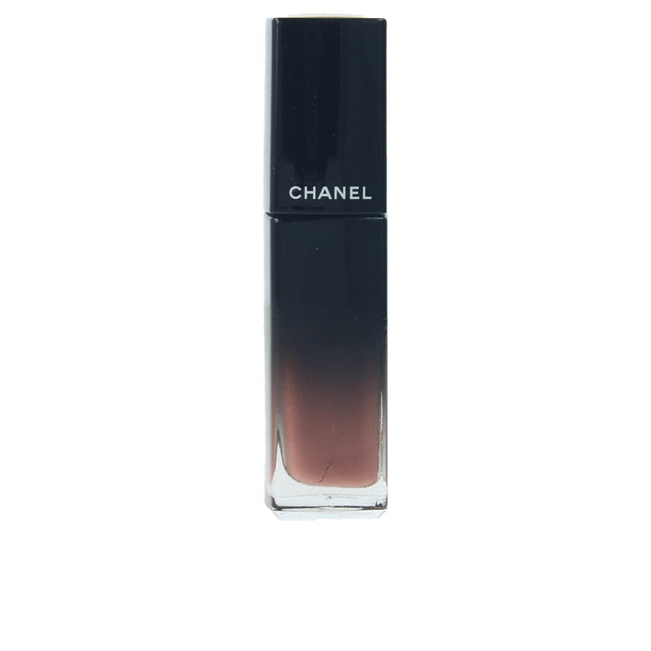 Satin-finish liquid lipstick tube, deep beige-brown shade, wand applicator visible