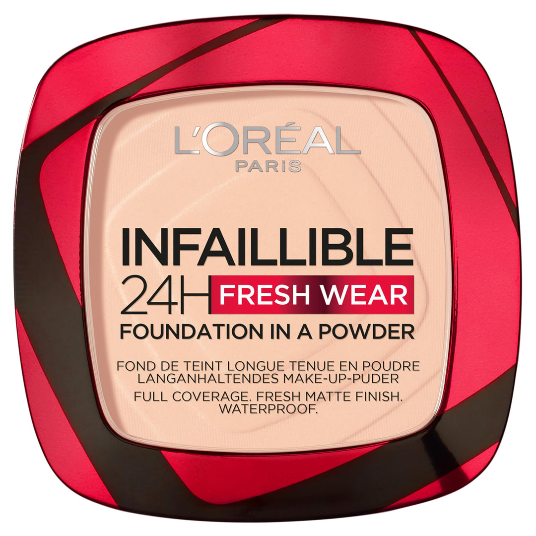 Compact 9 g matte powder foundation, shade 180, waterproof, unisex