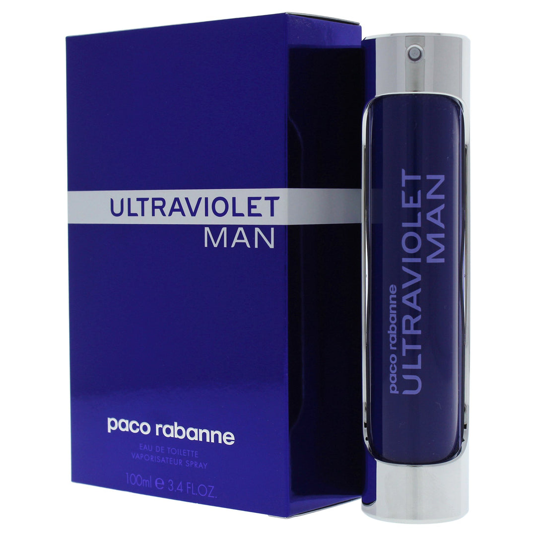 100 ml purple-tinted glass perfume bottle with silicone and metal details, Eau de Toilette for Man