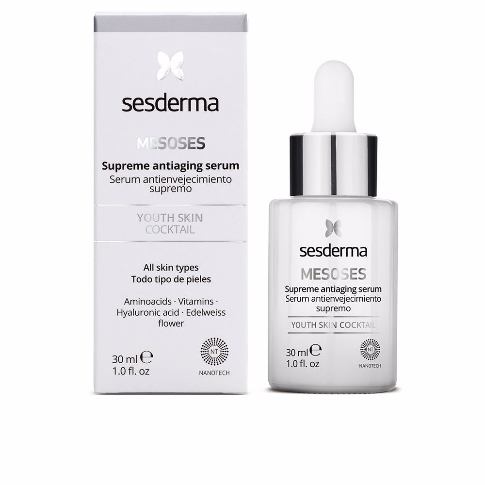 30 ml glass bottle of lightweight antioxidant facial serum, pale amber liquid