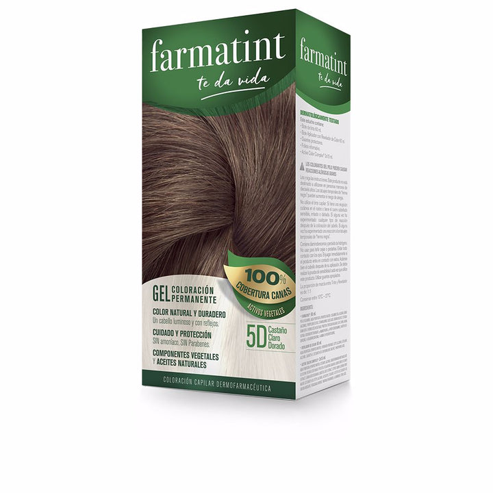 Tube of gel hair colour and 60 ml developer, shade 5 light golden brown, Unisex