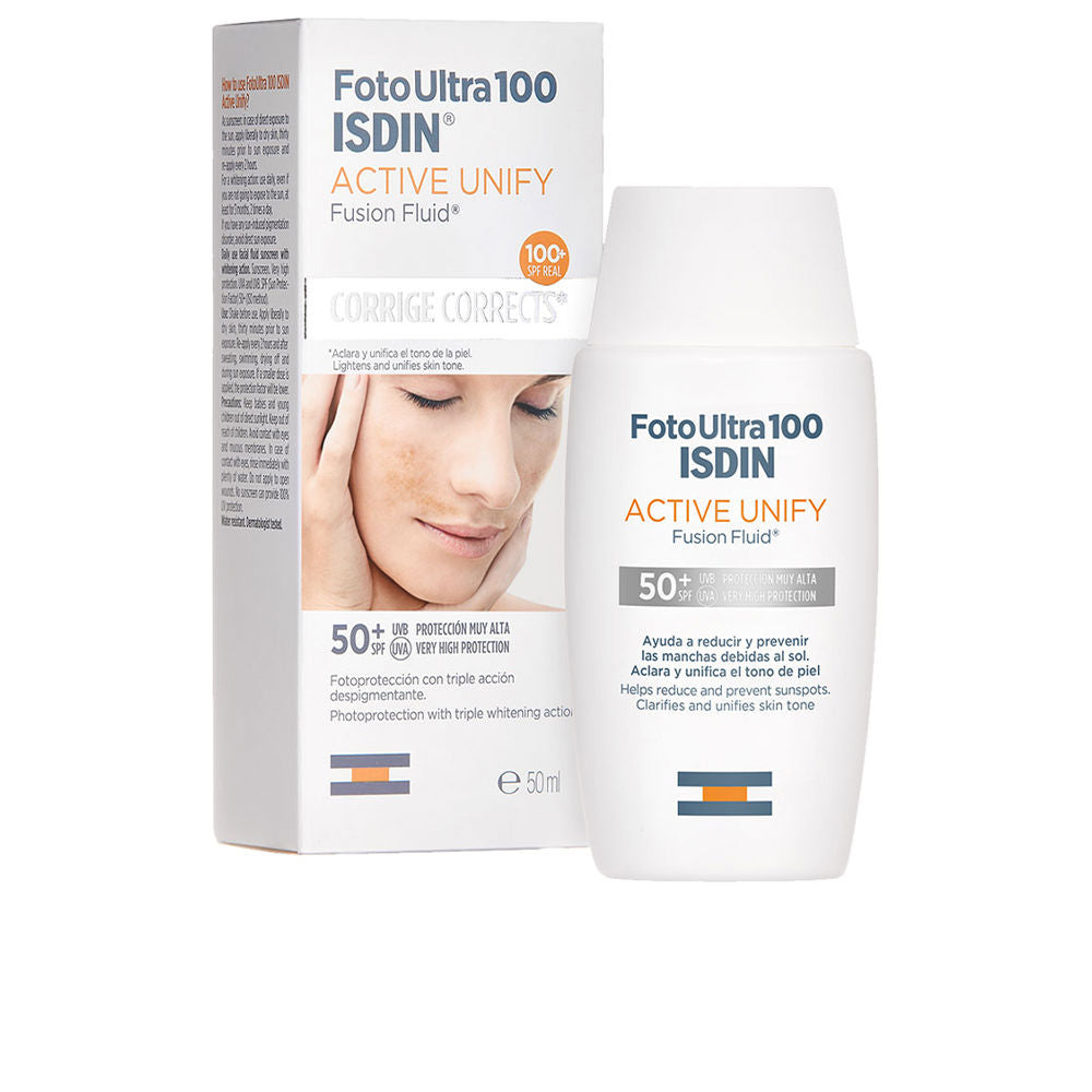 50 ml fluid facial sunscreen bottle, SPF 50+, pigment-correcting, Unisex