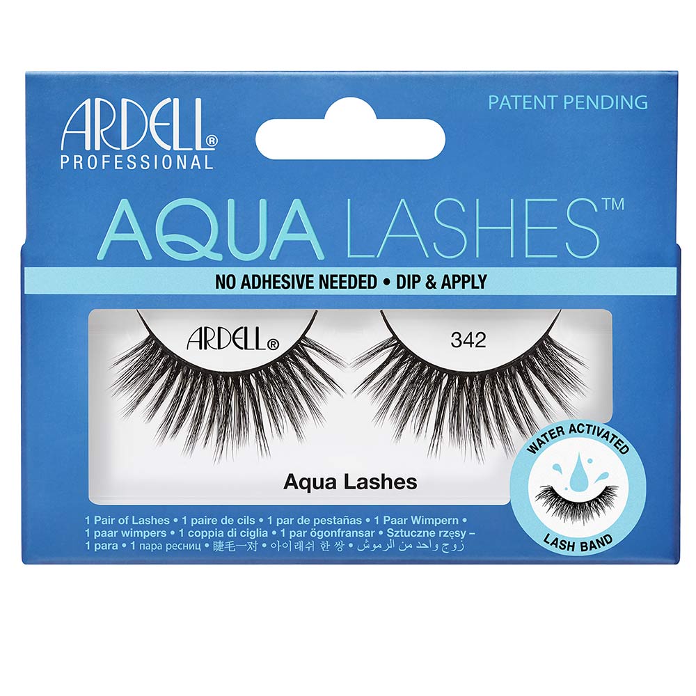 Pair of extra-long rounded false lashes with black water-activated band, Unisex