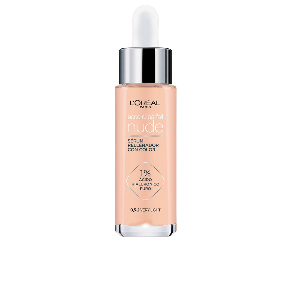30 ml tinted hyaluronic serum in pump bottle, lightweight luminous finish, Unisex