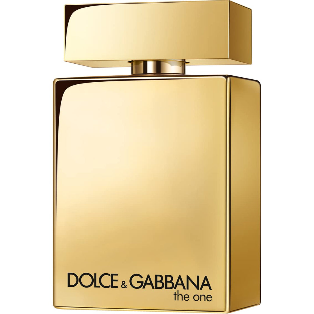 Gold-finished 100 ml eau de parfum bottle; bergamot, ginger, patchouli notes