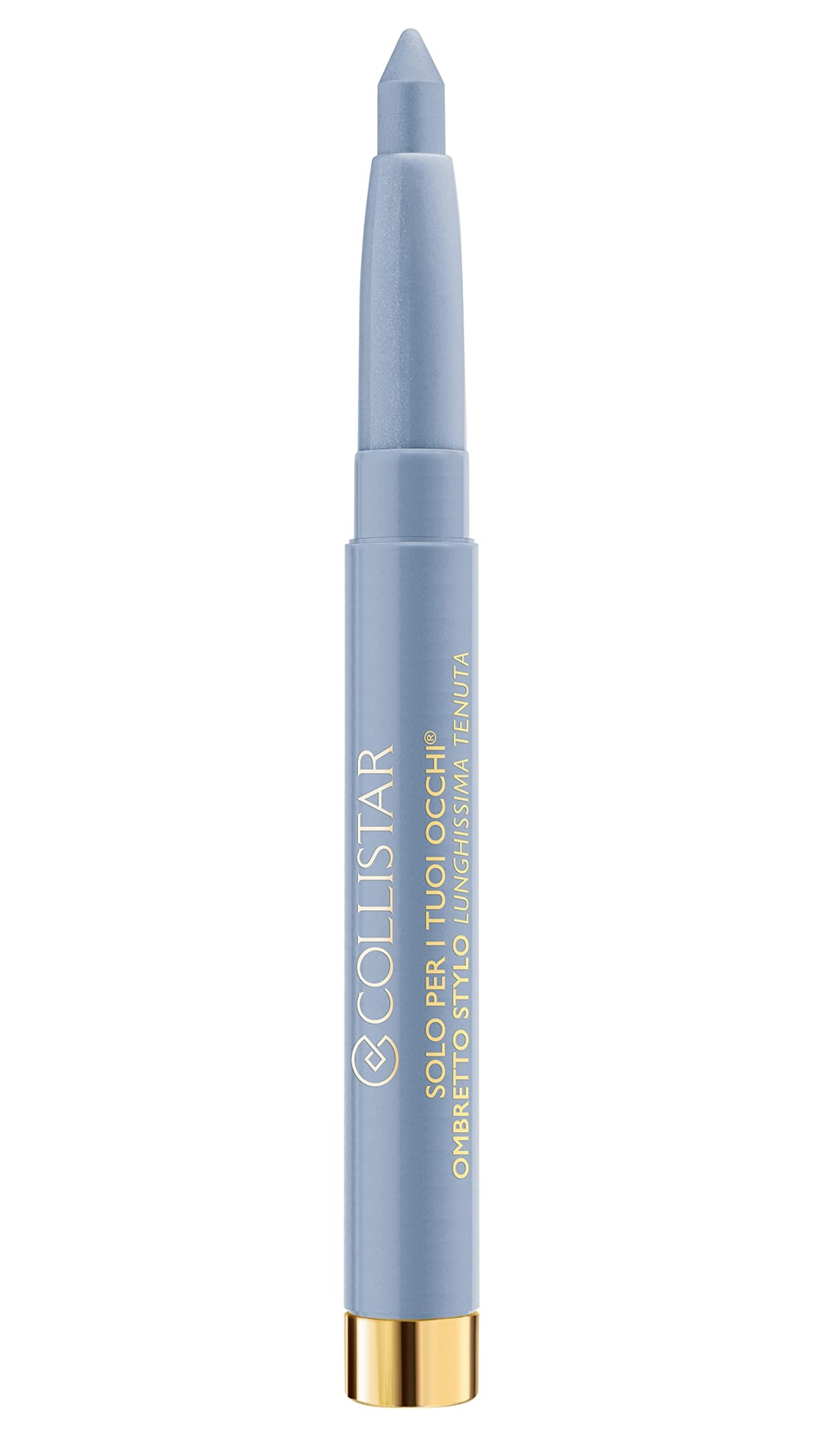 Collistar light blue slim eye pencil with built-in sharpener, waterproof formula visible on label