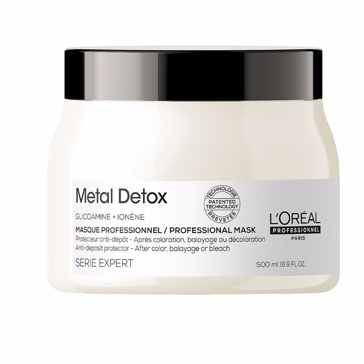 500 ml professional anti-deposit metal detox hair mask, white jar, salon product