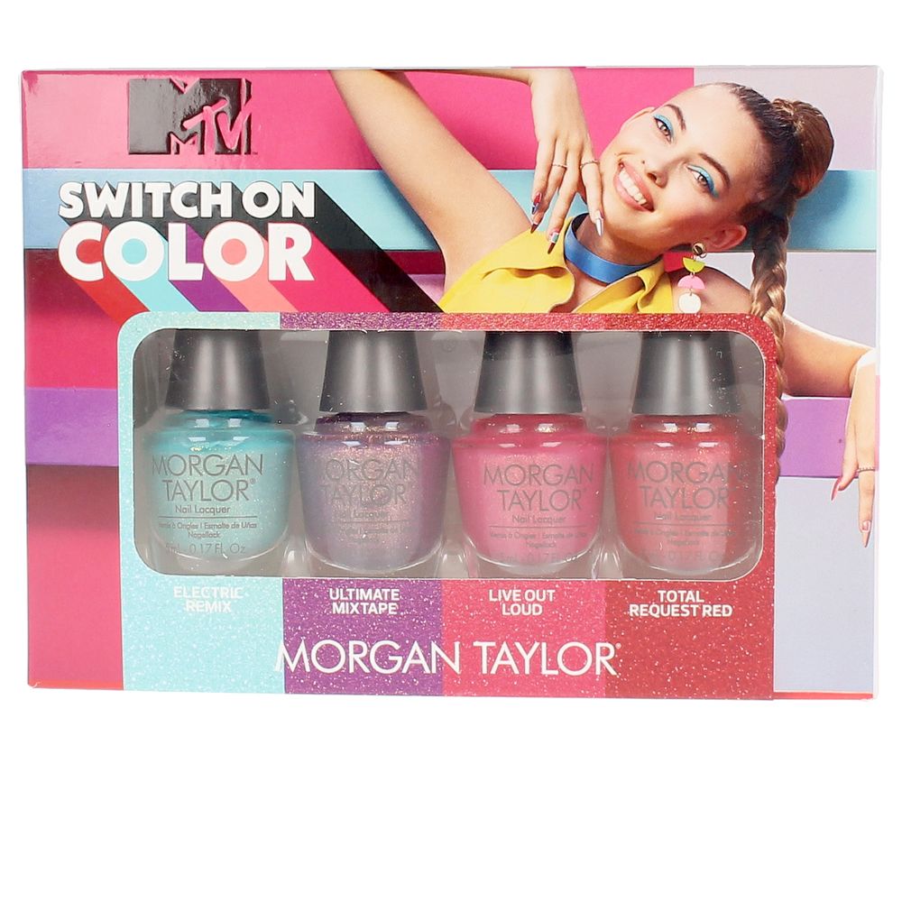 Set of Morgan Taylor mini nail polish bottles in a variety of curated shades
