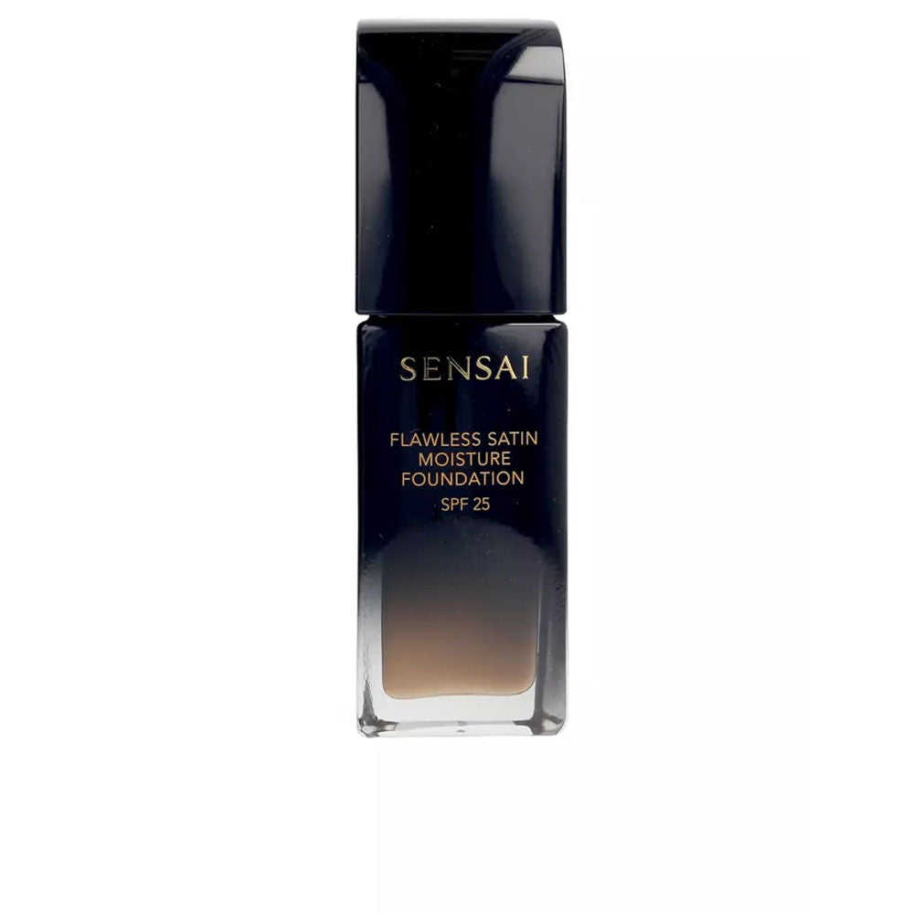 30 ml bottle of satin finish, hydrating foundation in warm beige