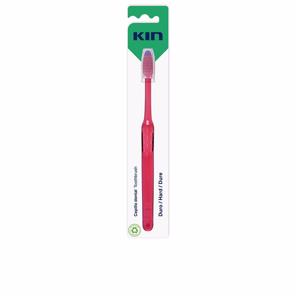 Compact triangular-head hard-bristle toothbrush with ergonomic handle and protective cap, Unisex