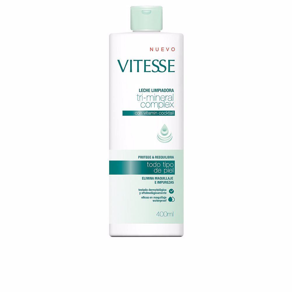400 ml bottle of hydrating cleansing milk, white lotion texture