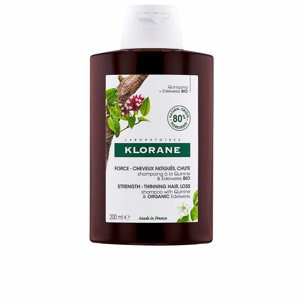 200 ml opaque shampoo bottle — quinine and edelweiss fortifying formula, Unisex