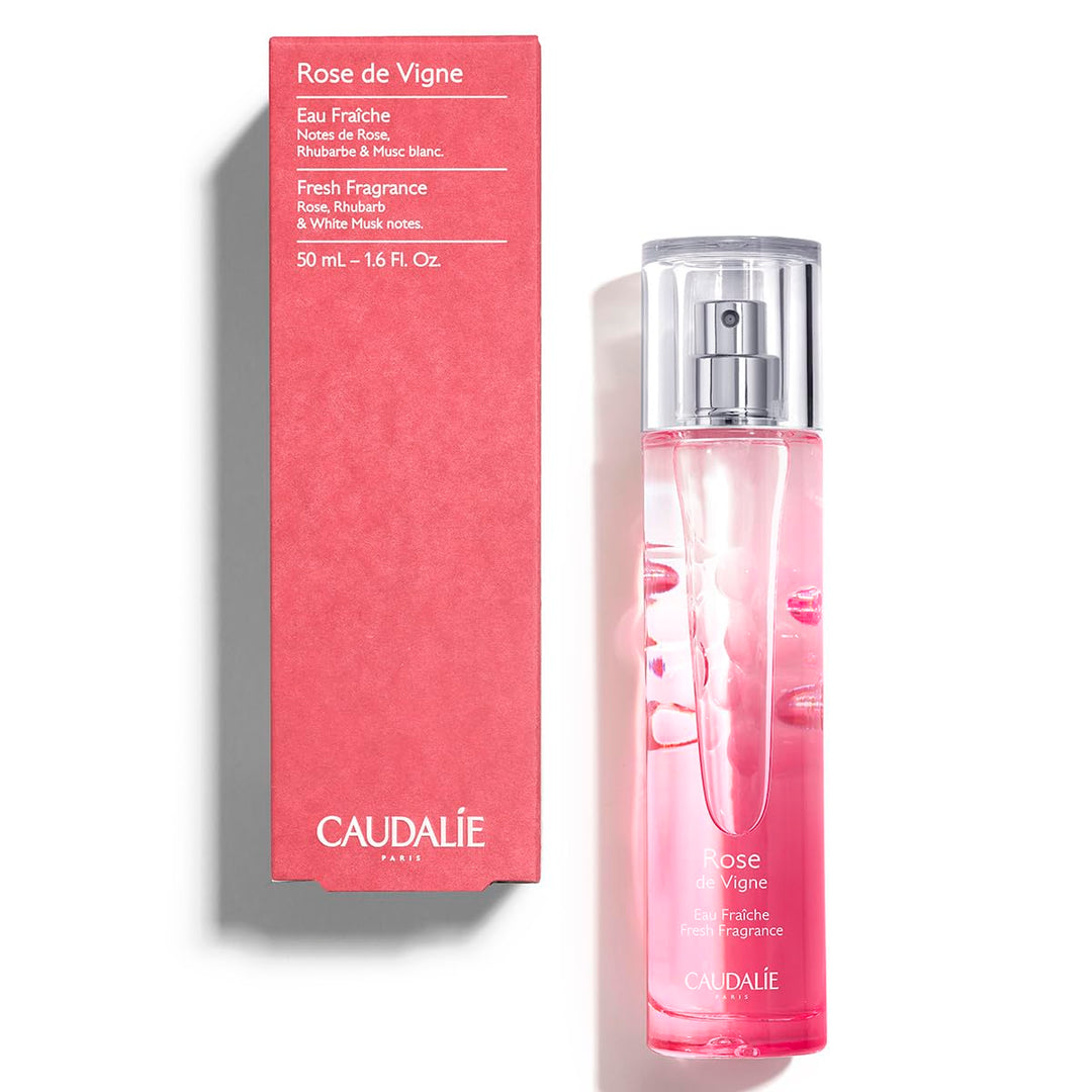 50 ml floral eau fraîche bottle, rose and rhubarb notes, spray