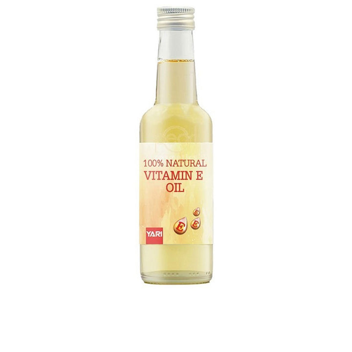 Glass bottle of pure vitamin E oil, 250 ml, amber liquid