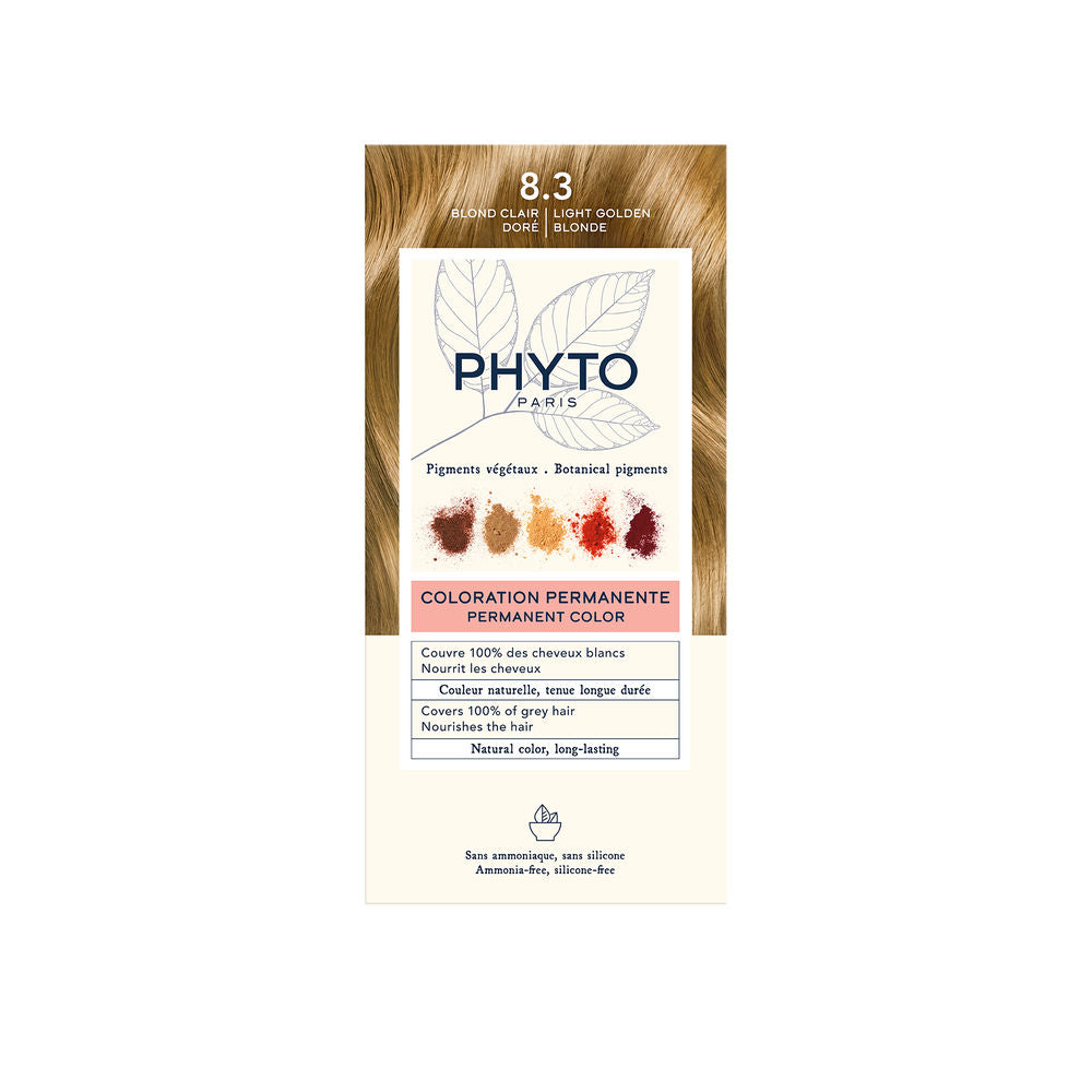 Tube of 8.3 light golden blonde permanent hair colour gel, 4-unit box