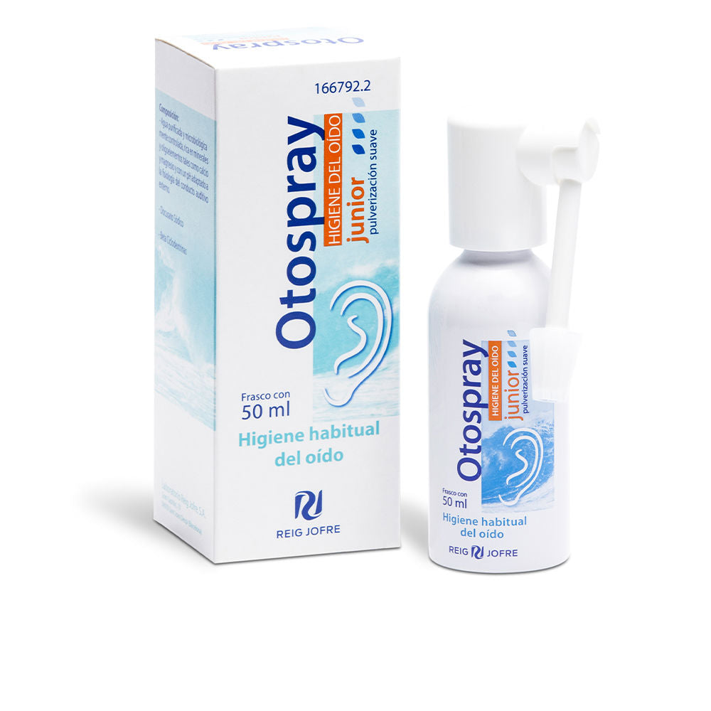 Small OtoSpray Junior bottle with ergonomic nozzle and removable mouthpiece for ear care