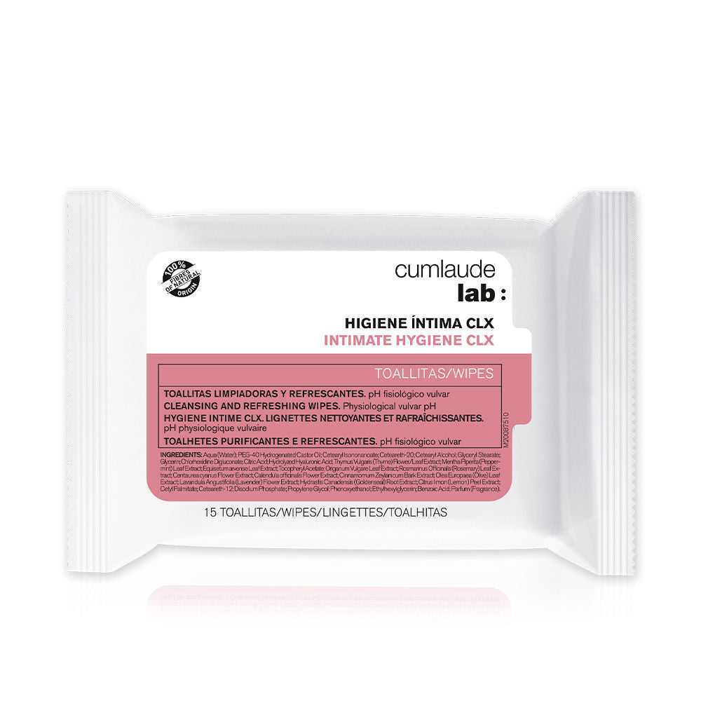 Pack of 15 intimate wipes; hyaluronic acid, calendula and botanical extracts