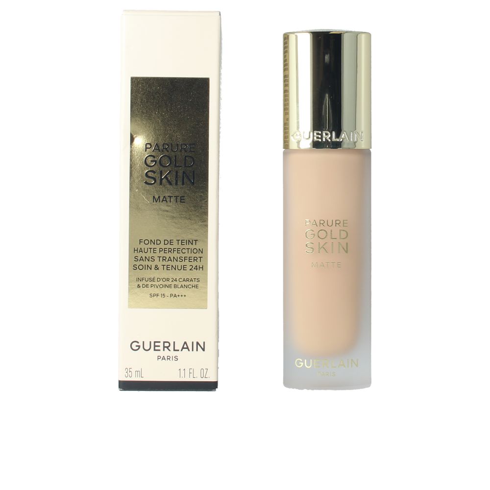 35 ml matte foundation bottle with gold-infused, velvety finish, shade 3N