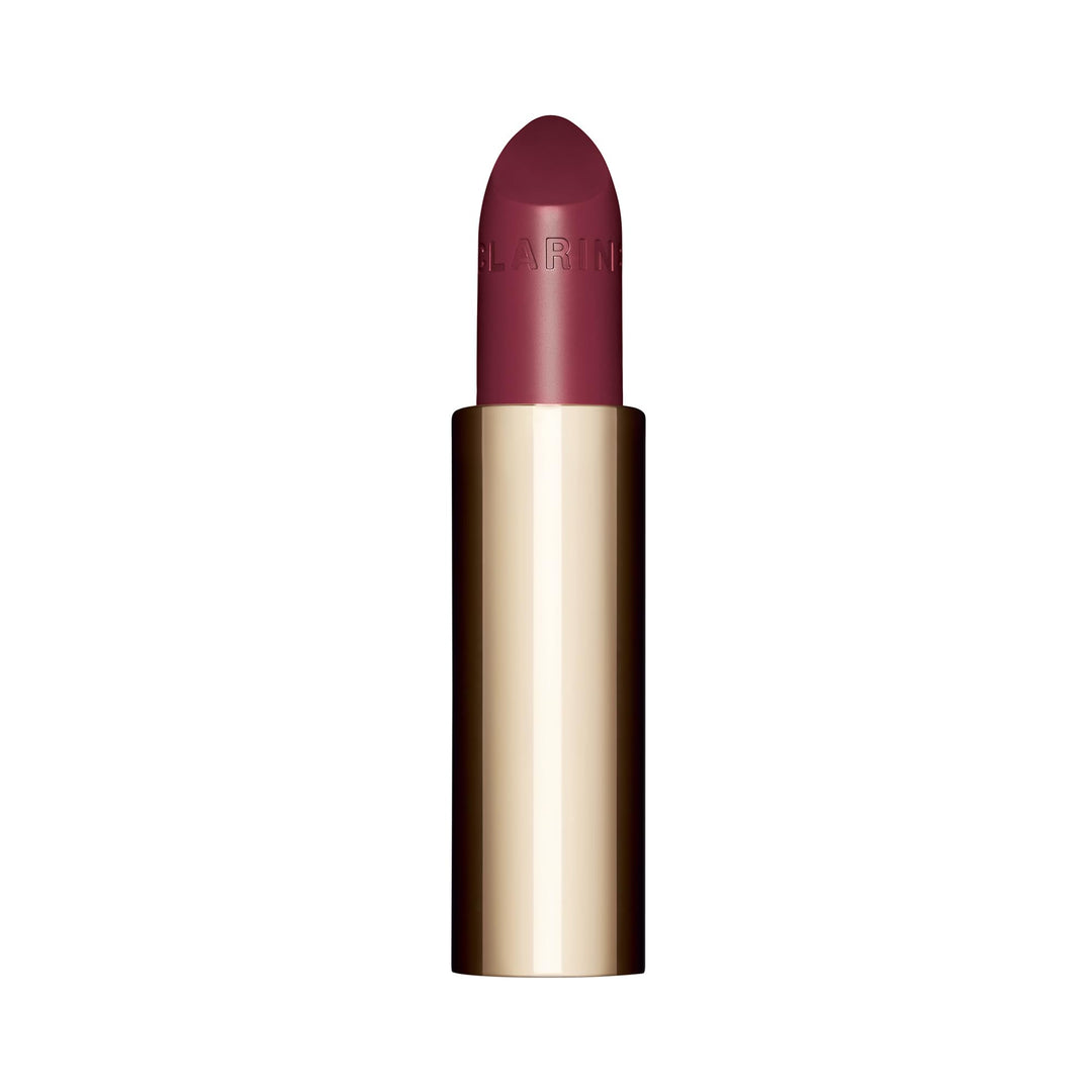 Close-up of cream satin lipstick refill, 3.5 g, warm red shade, refill packaging