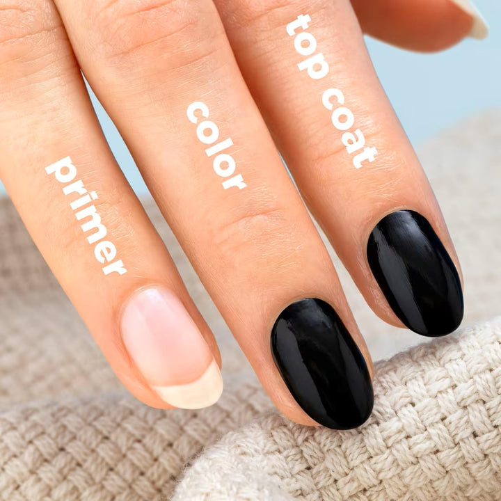 Bottle of onyx gel-effect nail polish with matching top coat, 14.7 ml