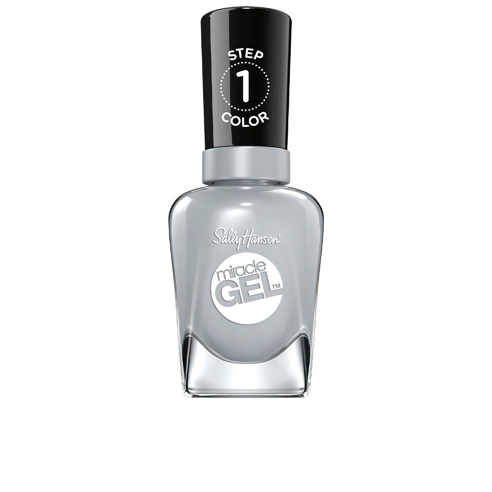 Bottle of grey gel-effect nail polish with matching top coat, 14.7 ml