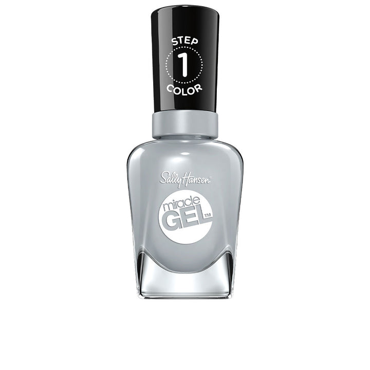 Bottle of grey gel-effect nail polish with matching top coat, 14.7 ml