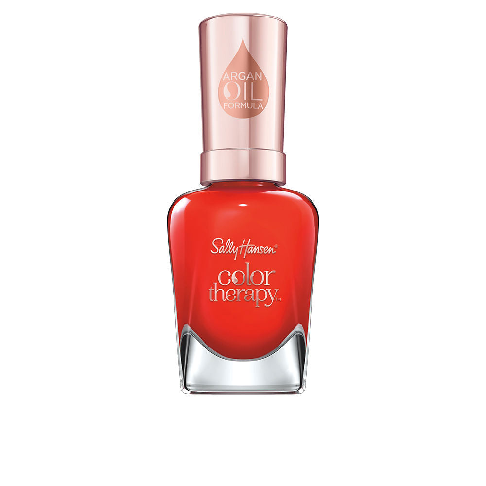 Bottle of glossy red nail polish, 14.7 ml, argan oil formula, Treat Yourself range