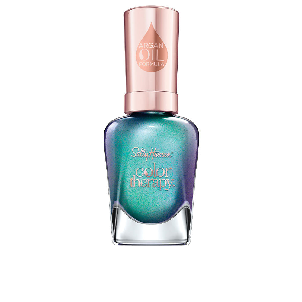 Bottle of sheer blue nail lacquer with argan oil, 14.7 ml, glossy finish
