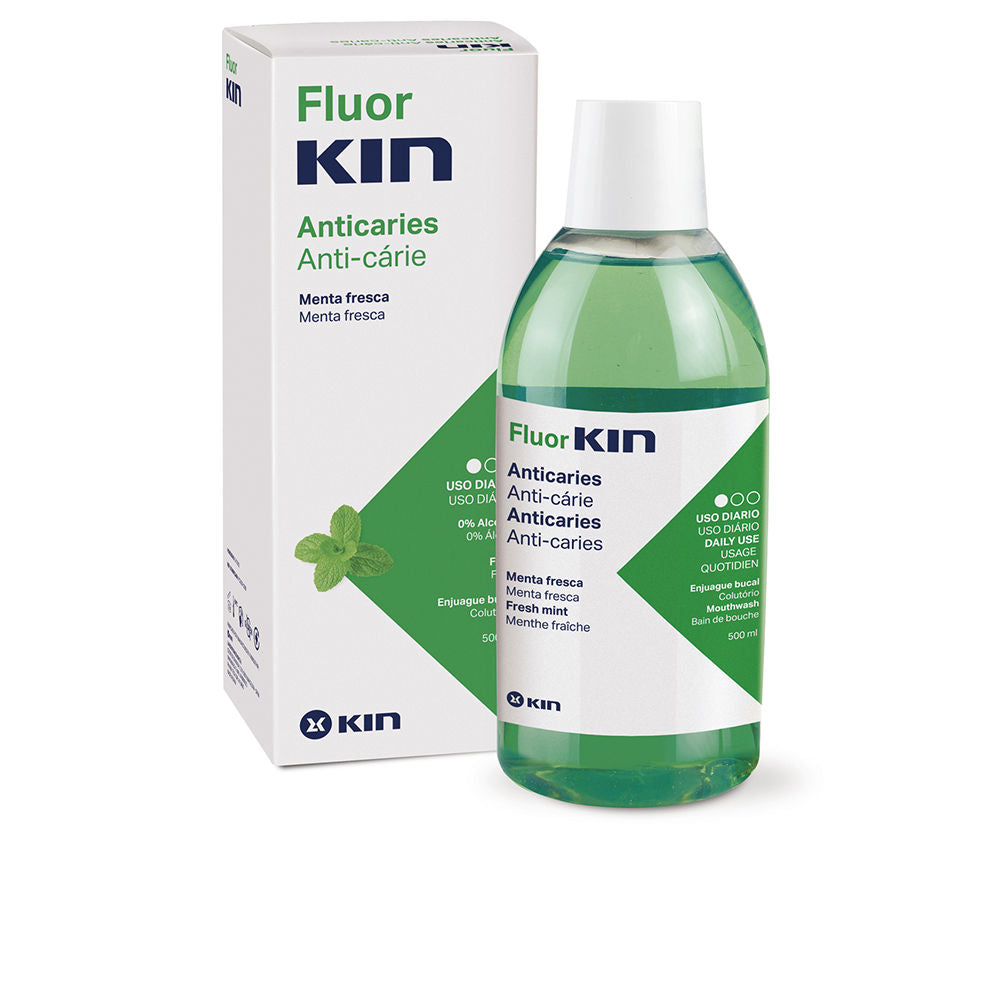 Clear 500 ml fluoride anti‑cavity mouthwash bottle, unisex oral care