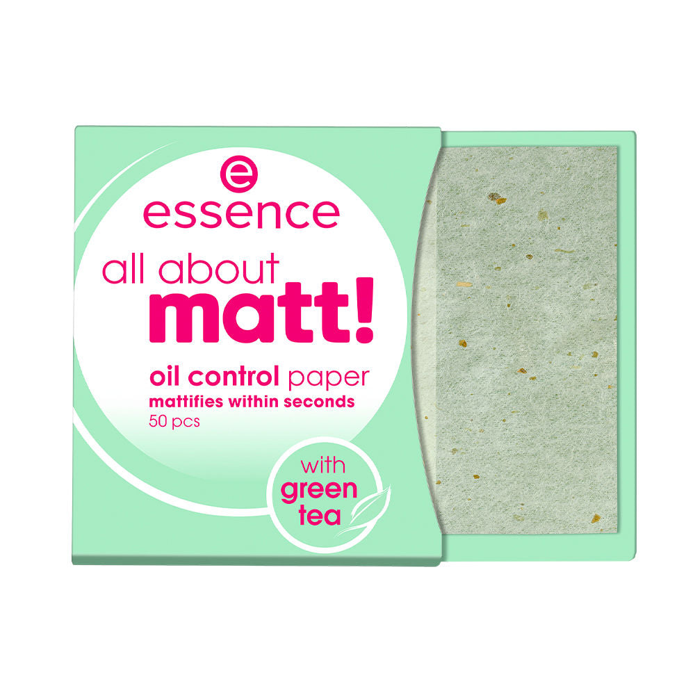 Pale green slim case of green tea mattifying blotting papers, 50 sheets