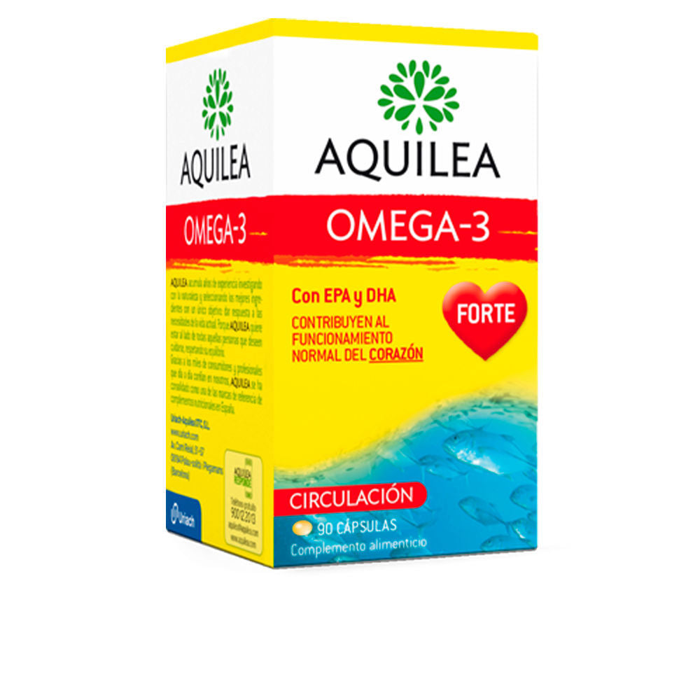 Bottle of Aquilea Omega-3 Forte capsules for heart health with Vitamin E