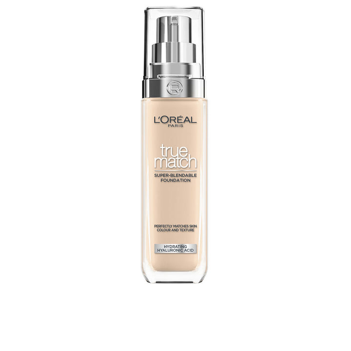 30 ml bottle of hyaluronic foundation, shade-adapting fluid, pump dispenser