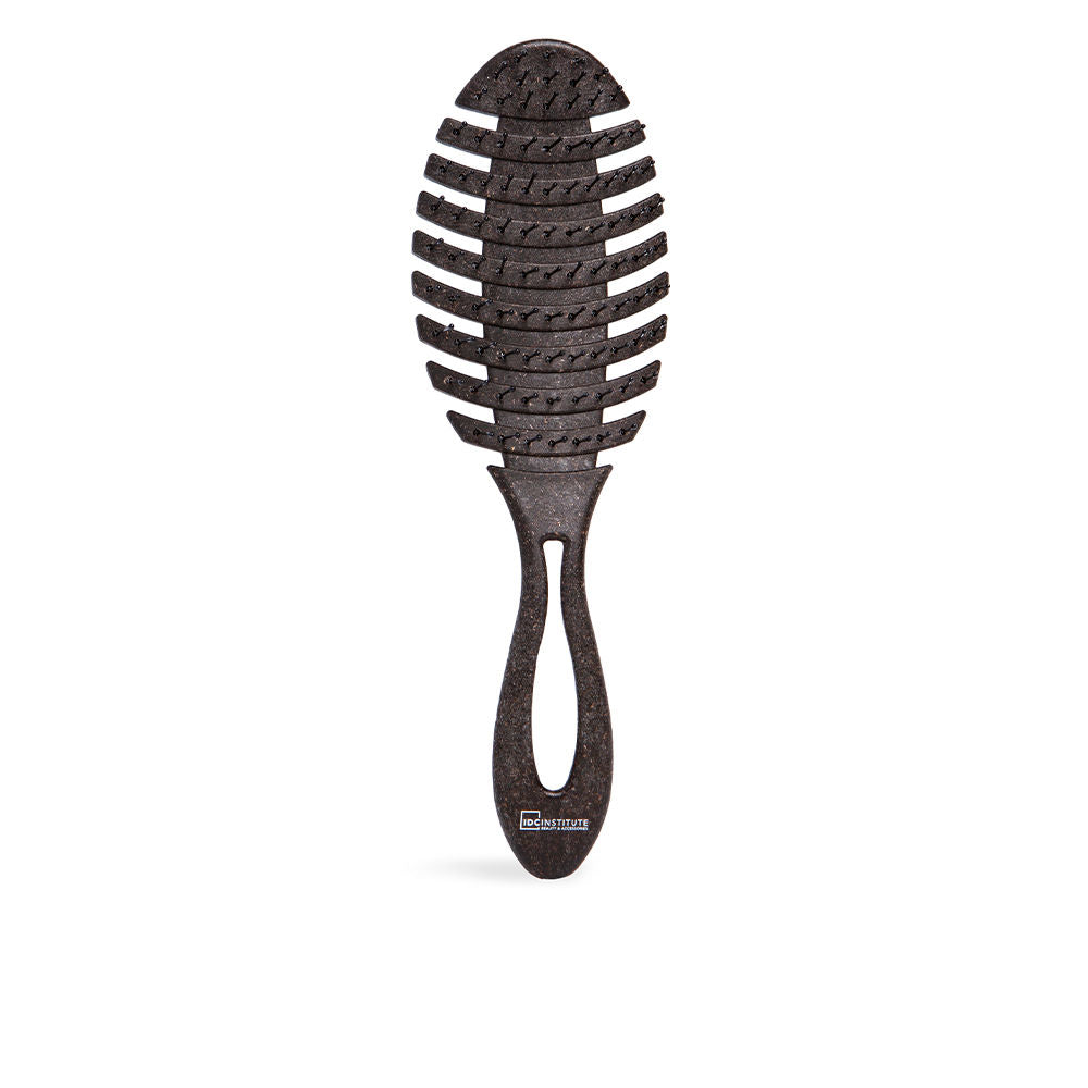Round ventilated hair brush made from bio-based coffee material, flexible head, unisex